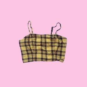Yellow Plaid Sleeveless Crop top